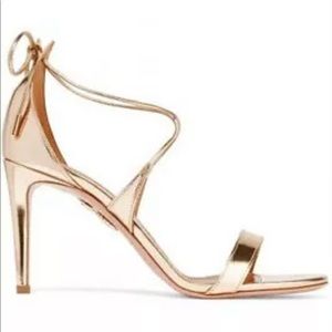 NEW Aquazzura Linda Light Gold Strappy Sandal with Tie Gold EU Size 41/US11